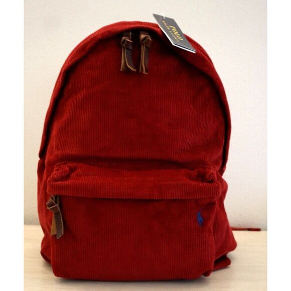Polo Ralph Lauren 405877068003 Unisex One Size Red Corduroy Backpack - Picture 1 of 9